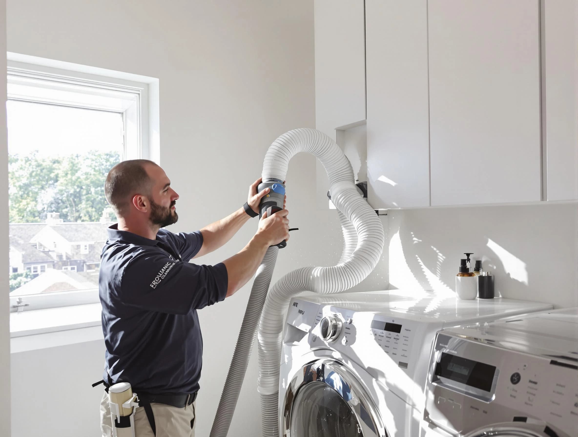 Certified Revere Dryer Vent Cleaning technician performing dryer vent cleaning in Revere