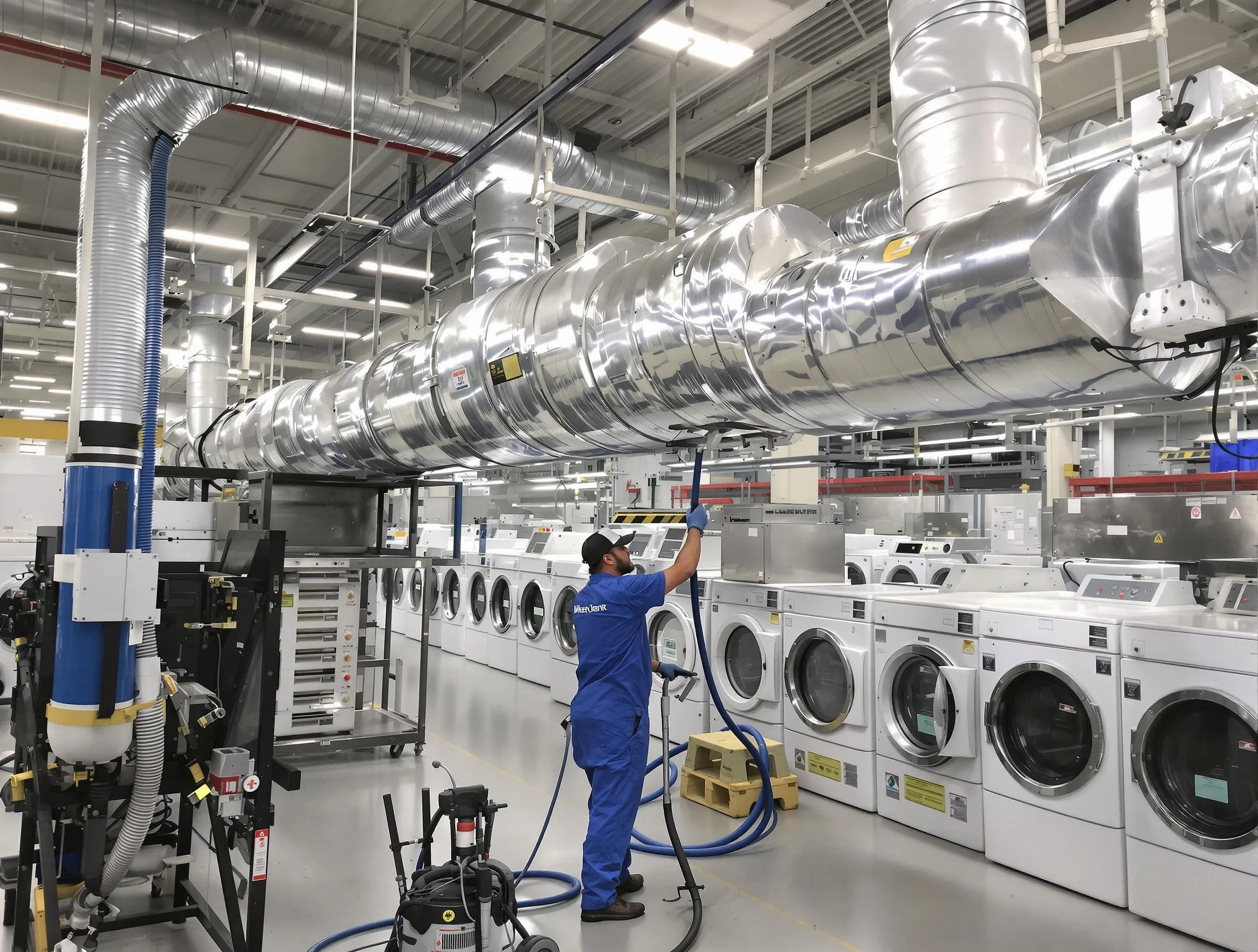 Revere Dryer Vent Cleaning team performing heavy-duty industrial dryer vent cleaning in Revere